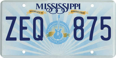 MS license plate ZEQ875
