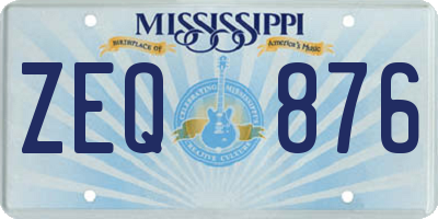 MS license plate ZEQ876