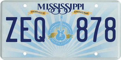 MS license plate ZEQ878