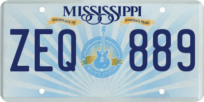 MS license plate ZEQ889