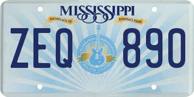 MS license plate ZEQ890