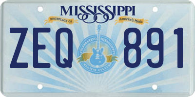MS license plate ZEQ891