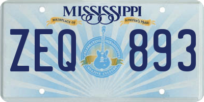MS license plate ZEQ893