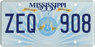 MS license plate ZEQ908