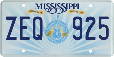 MS license plate ZEQ925