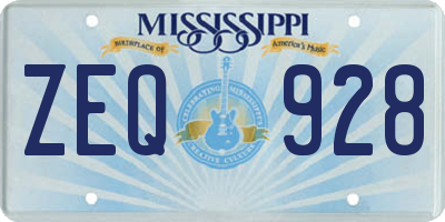 MS license plate ZEQ928