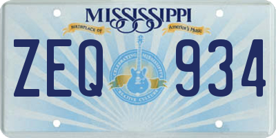 MS license plate ZEQ934