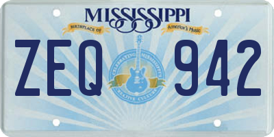 MS license plate ZEQ942