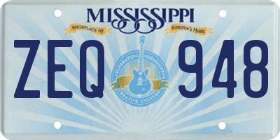 MS license plate ZEQ948