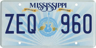 MS license plate ZEQ960