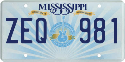 MS license plate ZEQ981