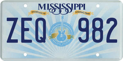 MS license plate ZEQ982