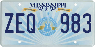MS license plate ZEQ983