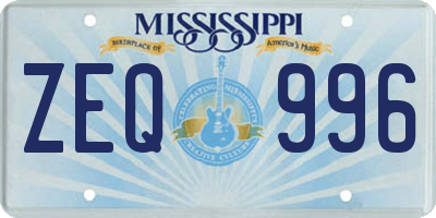 MS license plate ZEQ996