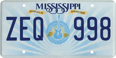 MS license plate ZEQ998