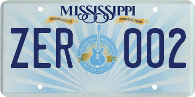 MS license plate ZER002