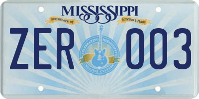MS license plate ZER003