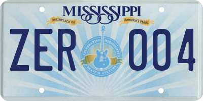 MS license plate ZER004