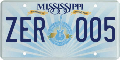 MS license plate ZER005