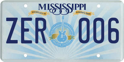 MS license plate ZER006
