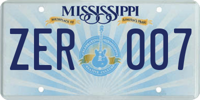 MS license plate ZER007