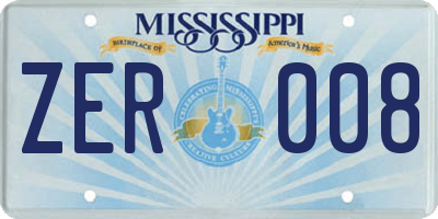 MS license plate ZER008