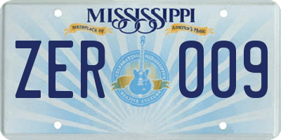 MS license plate ZER009