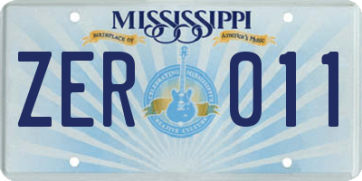 MS license plate ZER011