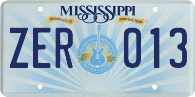 MS license plate ZER013
