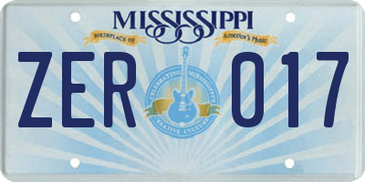 MS license plate ZER017