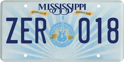 MS license plate ZER018