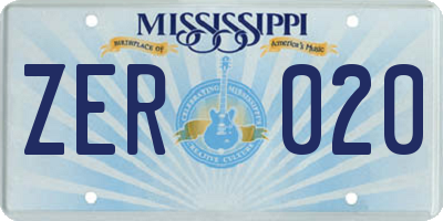MS license plate ZER020
