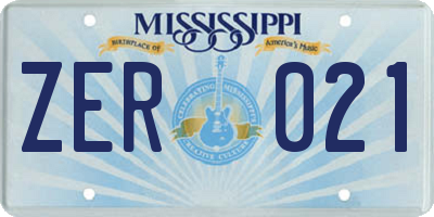 MS license plate ZER021