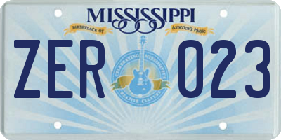 MS license plate ZER023