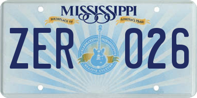 MS license plate ZER026