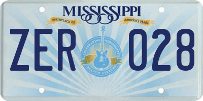 MS license plate ZER028