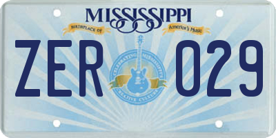 MS license plate ZER029
