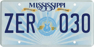 MS license plate ZER030