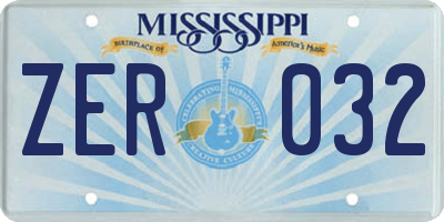 MS license plate ZER032