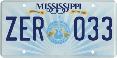 MS license plate ZER033