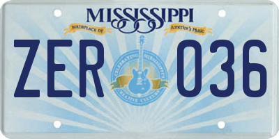 MS license plate ZER036