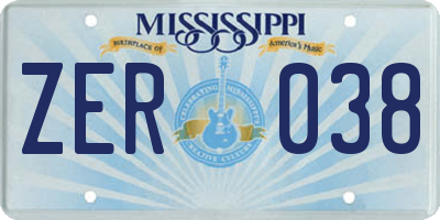 MS license plate ZER038
