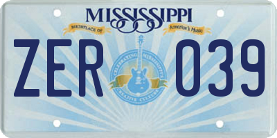 MS license plate ZER039