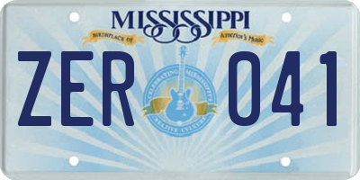 MS license plate ZER041