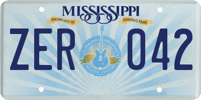 MS license plate ZER042