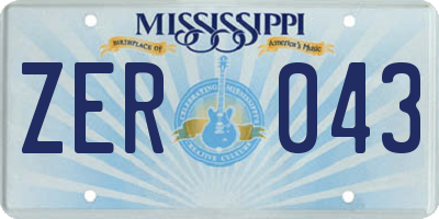 MS license plate ZER043