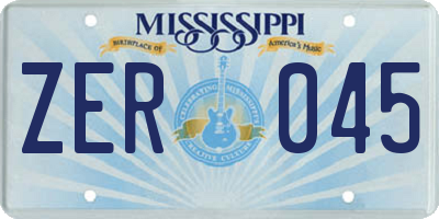 MS license plate ZER045