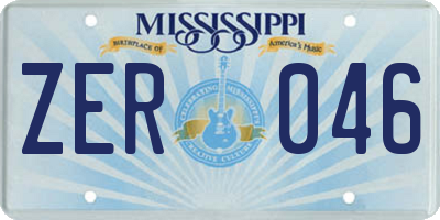 MS license plate ZER046