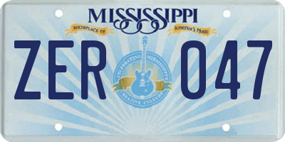MS license plate ZER047