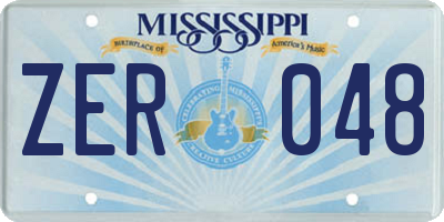 MS license plate ZER048